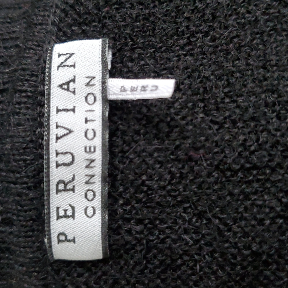 EUC Peruvian Connection 100% Alpaca Womens V-Neck Sweater In Black Sz Medium - Picture 4 of 6
